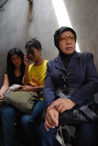 Caring souls: (From left to right): Adel, Shanti and Nency sit in a waiting room at Cipto Mangunkusumo Hospital, in Salemba, Jakarta, after fellow transsexual and AIDS activist Shakira was shot by unidentified assailants at Taman Lawang in Central Jakarta at dawn last month. JP/Wendra Ajistyatama