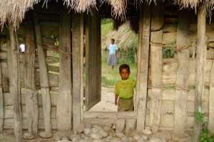 A little boy looks out from the gate of his house in Jiwika, Jayawijaya Papua. Photo by Prodita Sabarini